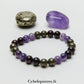 Bracelet Charme Améthyste, Pyrite et Grenat (8 mm) - 19 cm | Équilibre et Vitalité