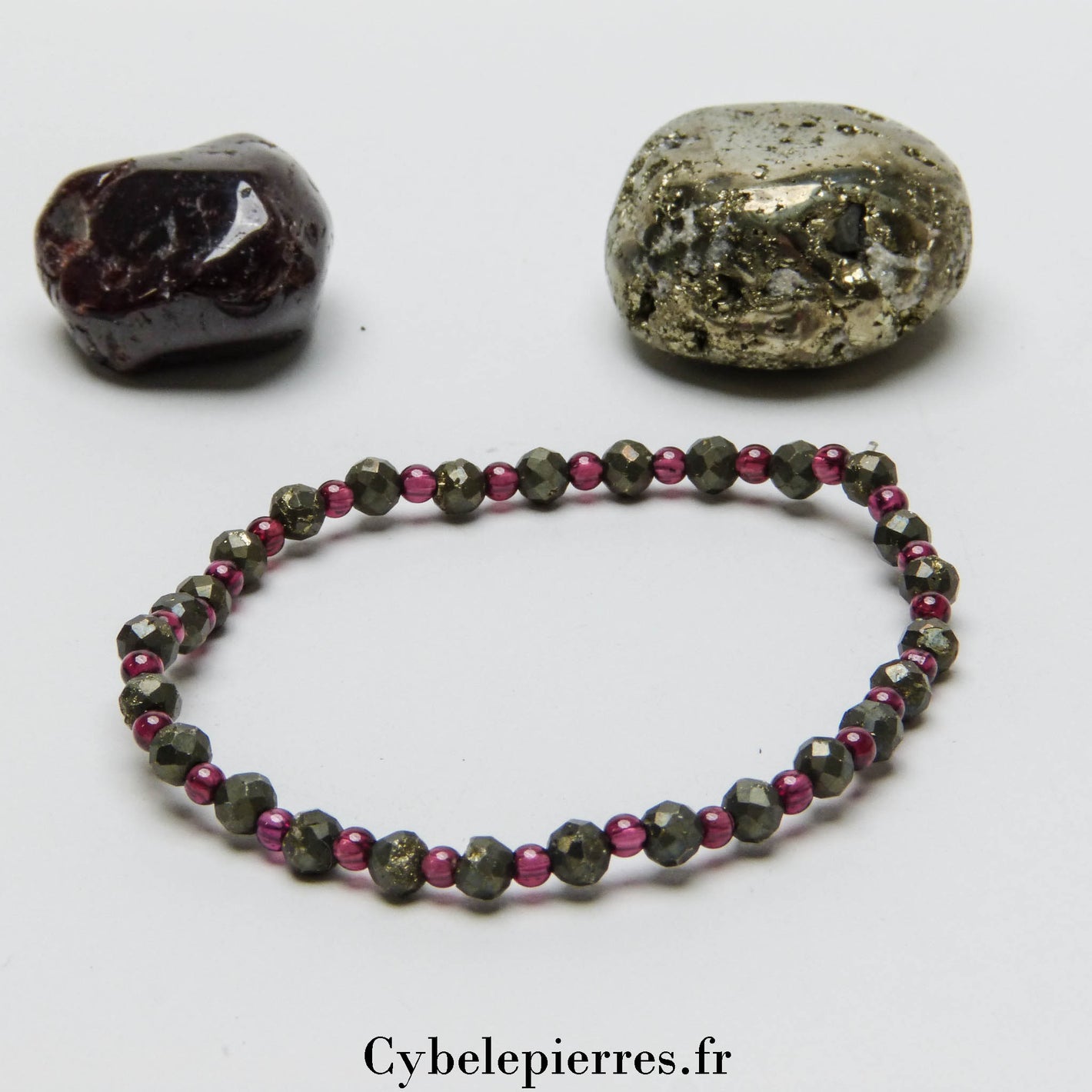 Bracelet Félicité Pure - Pyrite et Grenat (2 et 4mm) - 17cm | Énergie et Équilibre