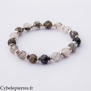 Bracelet Harmonie Protectrice – Quartz Tourmaline (8 mm) – 17 cm | Équilibre, Clarté et Protection
