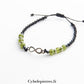 Bracelet réglable Péridot (4mm) et symbole de l’infini – Renouveau et Joie