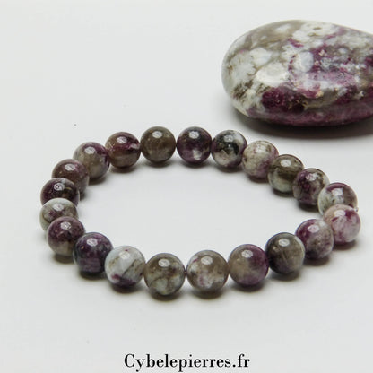 Bracelet Energie du coeur - Tourmaline Rose ( Rubellite ) - (8mm) - 18cm