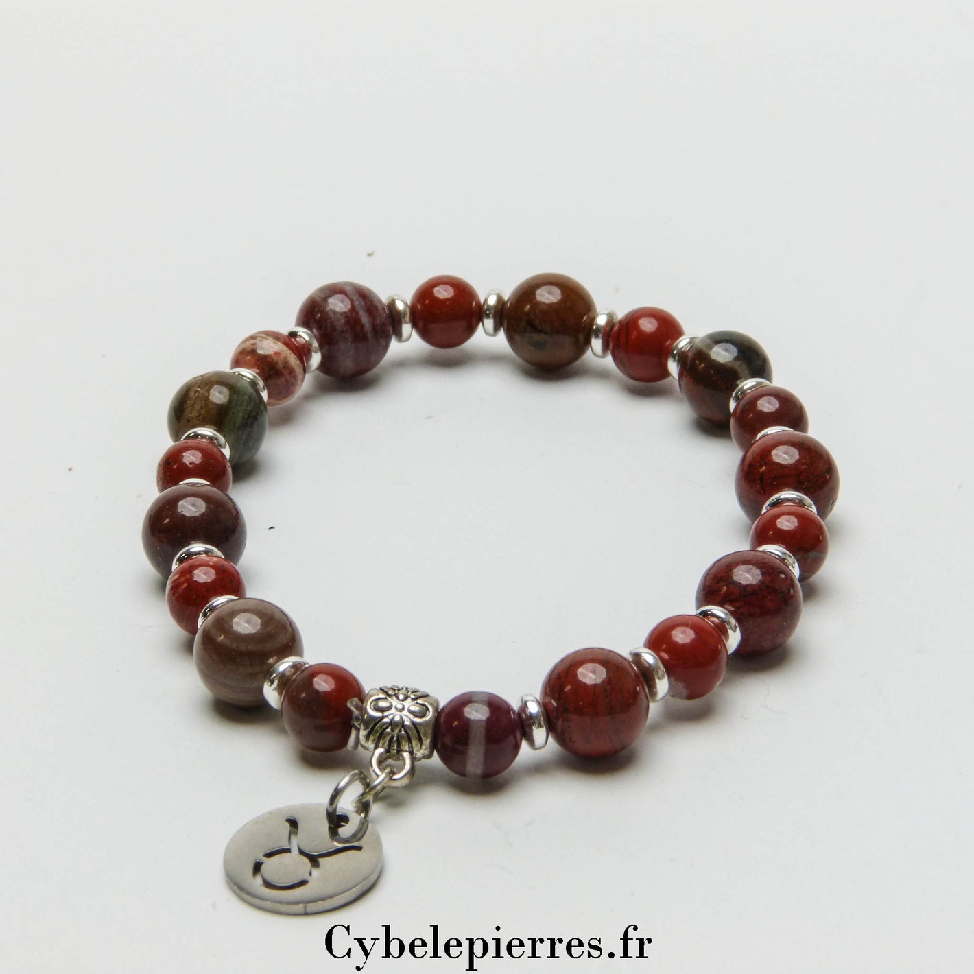 Bracelet Taureau - Jaspe Rouge (8mm) - 18cm | Stabilité et Force