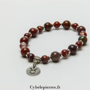 Bracelet Taureau - Jaspe Rouge (8mm) - 18cm | Stabilité et Force