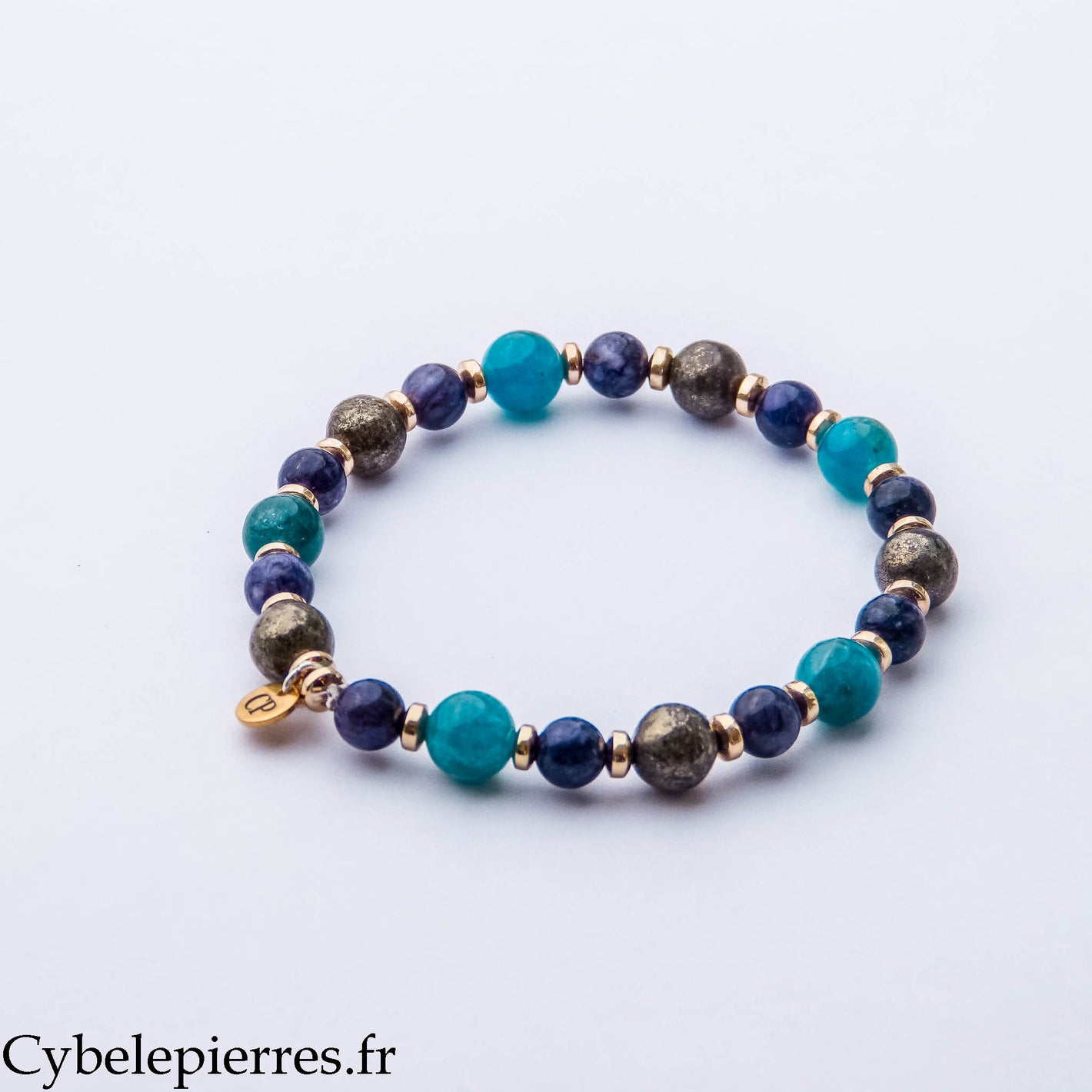 Bracelet Clarté et Transformation – Apatite, Charoïte et Pyrite (6 et 8 mm) – 17 cm | Confiance, Motivation et Renouveau