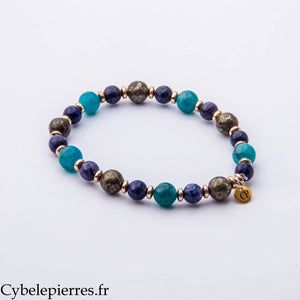 Bracelet Clarté et Transformation – Apatite, Charoïte et Pyrite (6 et 8 mm) – 17 cm | Confiance, Motivation et Renouveau