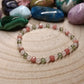 Bracelet Printanier - Apatite verte, quartz rose t Rhodochrosite carré (3mm) - 17cm