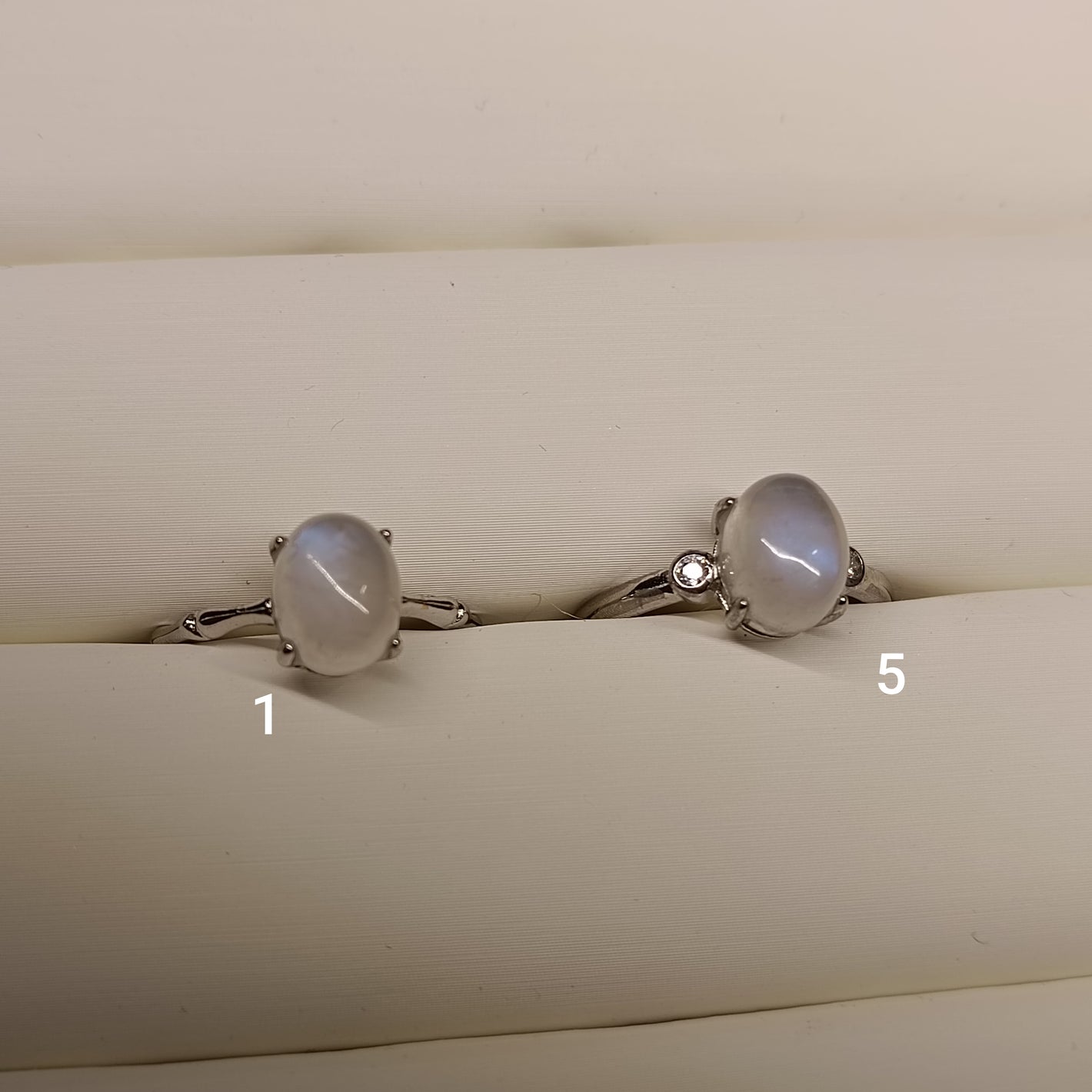 Bague Péristérite (Labradorite blanche)- 10mm - A choisir -