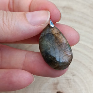 Pendentif Labradorite (2cm) -Argent Rhodié 0.925