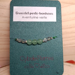 28 - Bracelet Porte-bonheur réglable cordon - Aventurine verte et Labradorite