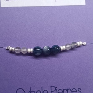 33 - Bracelet Porte-bonheur réglable cordon - Labradorite et Cyanite