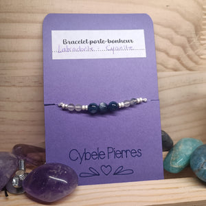 33 - Bracelet Porte-bonheur réglable cordon - Labradorite et Cyanite