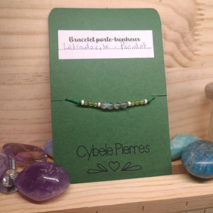 31 - Bracelet Porte-bonheur réglable cordon - Labradorite et Péridot