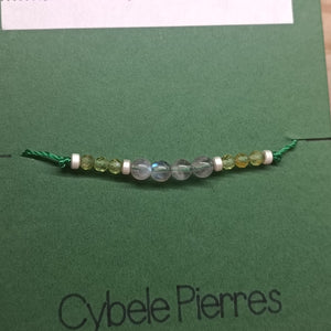 31 - Bracelet Porte-bonheur réglable cordon - Labradorite et Péridot
