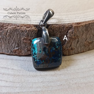 A- Pendentif Chrysocolle carré - Argent 0.925