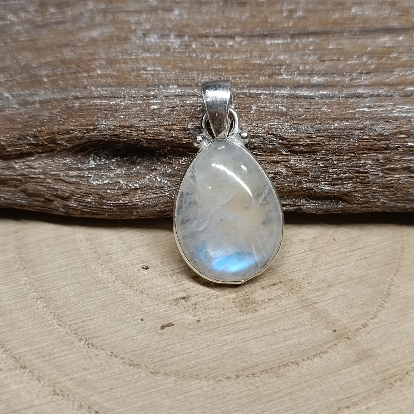 35.Pendentif Péristérite (Labradorite blanche)- 20mm