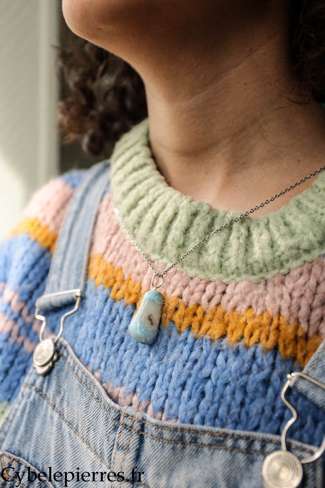 Colgante de larimar - 25 mm