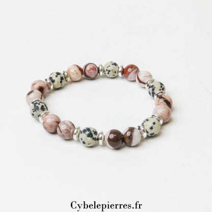 Bracelet Animal - Jaspe Dalmatien et Jaspe Zèbre (8mm) - 18 cm | Énergie et Stabilité