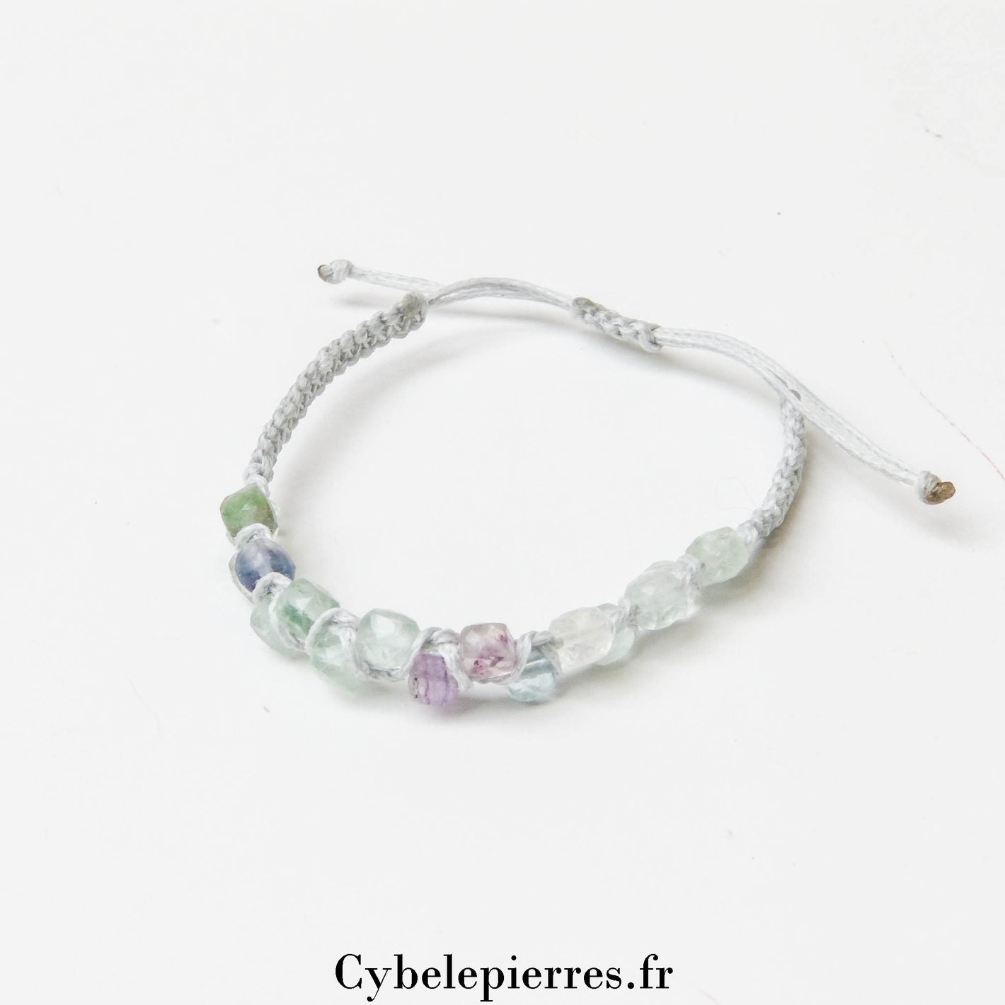Bracelet Micro-Macramé Fluorite Carrée Facettée | Clarté et Protection Énergétique