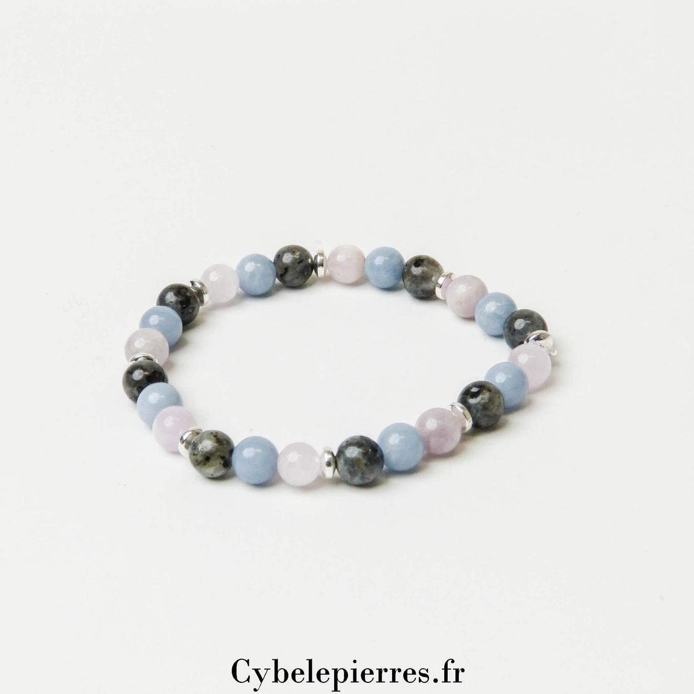 Bracelet Réconfort et Relax- Kunzite, Angélite et Larvikite - (6mm) - 17cm