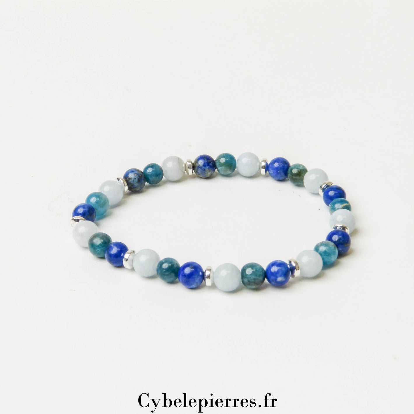 Bracelet Naïa - Aigue-marine, Lapis-Lazuli et Apatite (6mm) - 18cm | Clarté et Sérénité