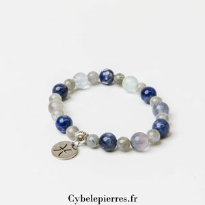 2- Bracelet Poissons - Fluorite, Sodalite et Labradorite (6 et 8mm) - 18cm | Intuition et Sérénité