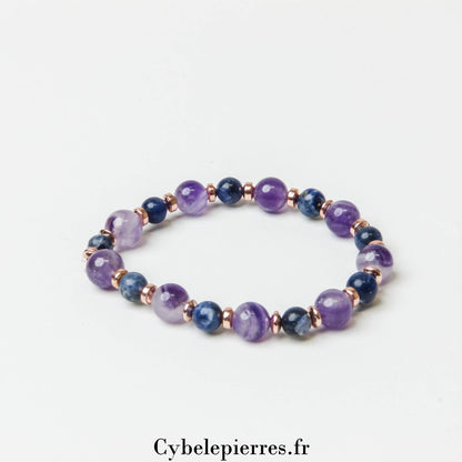 Bracelet Expression – Améthyste (8 mm) & Sodalite (6 mm) - 17 cm | Clarté et Communication