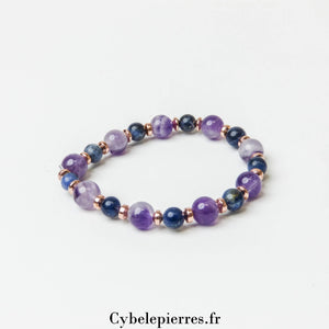 Bracelet Expression – Améthyste (8 mm) & Sodalite (6 mm) - 17 cm | Clarté et Communication