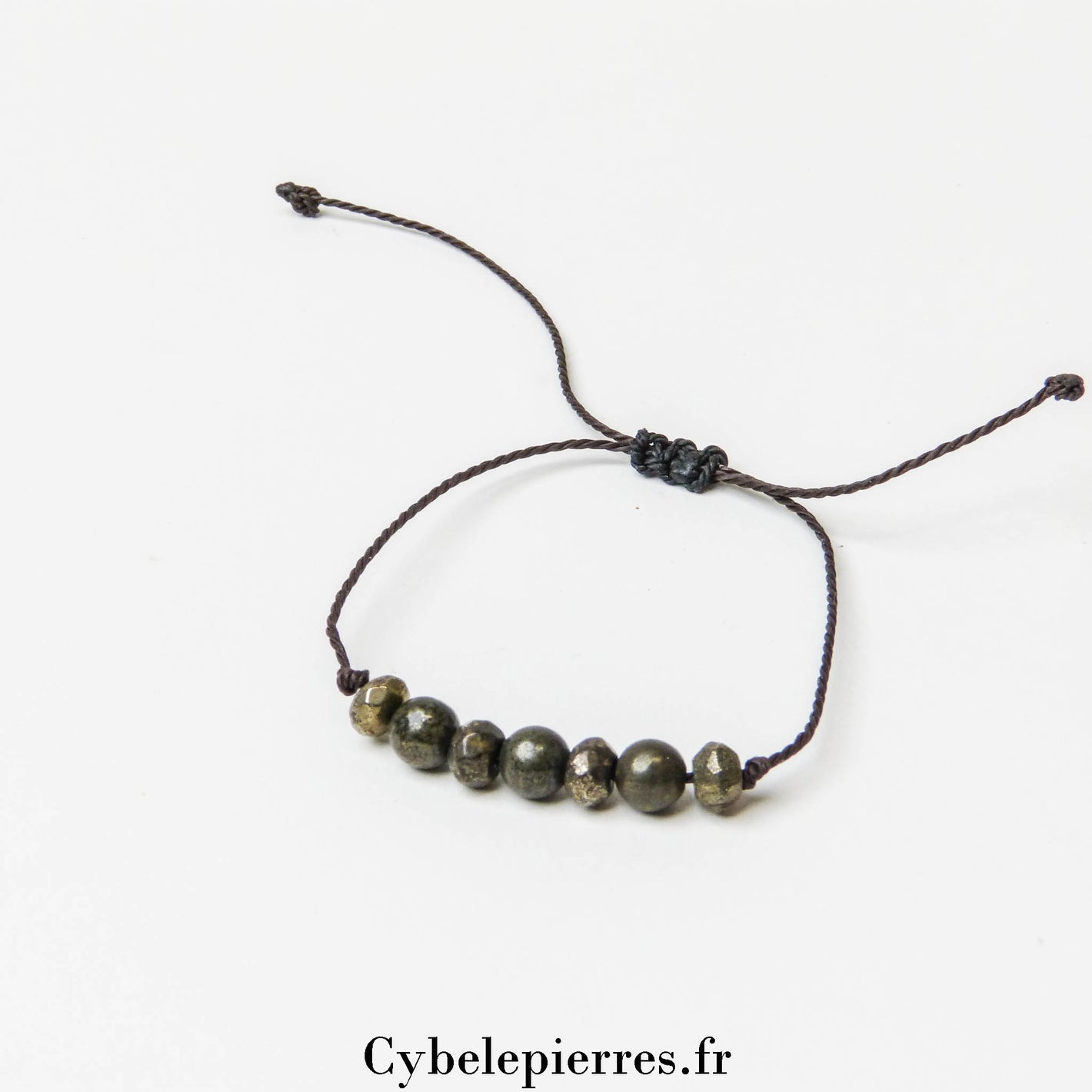 Bracelet Micro-Macramé Pyrite (6mm) | Force et Protection