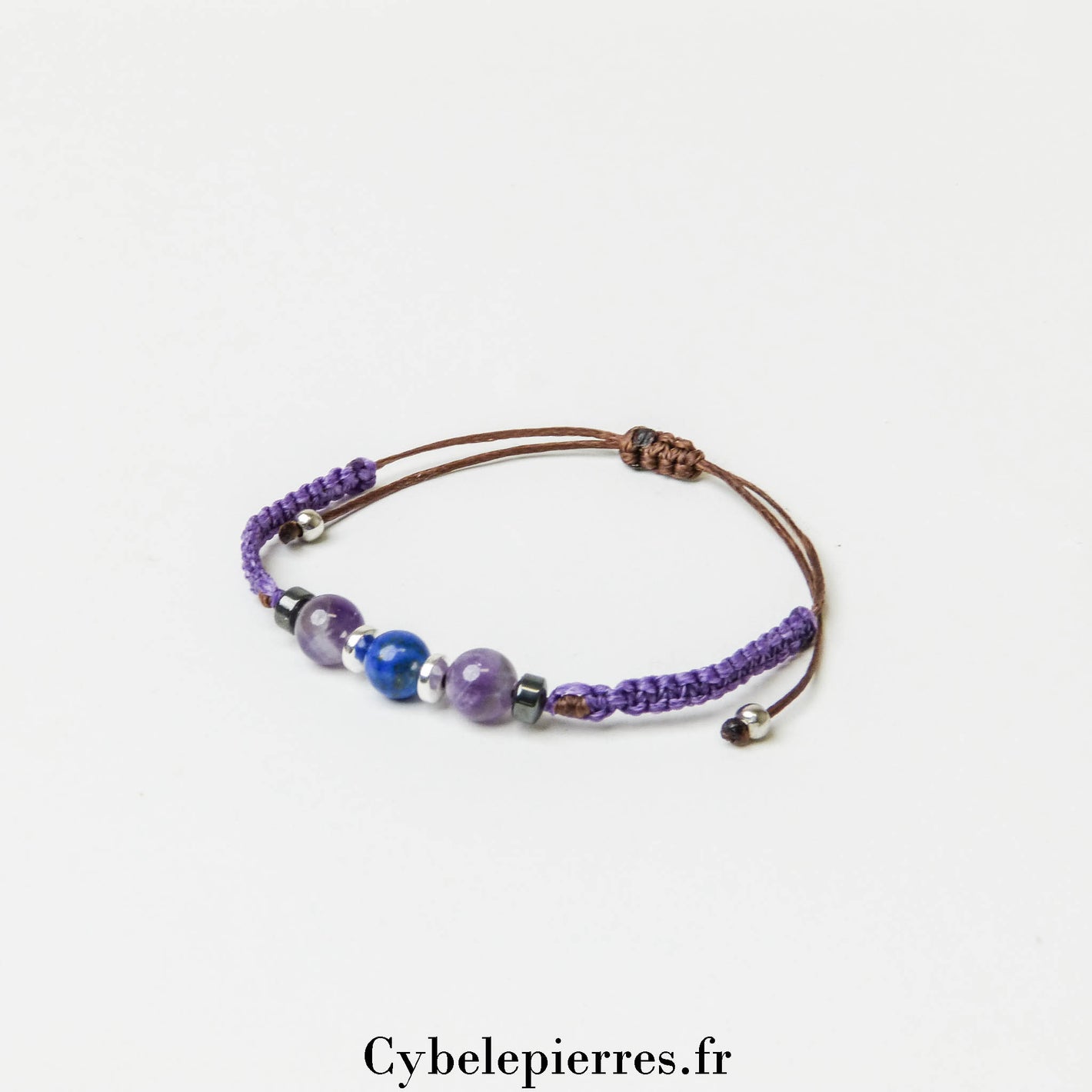 Bracelet Micro-macramé Lapis-Lazuli et Améthyste | Élégance et Harmonie