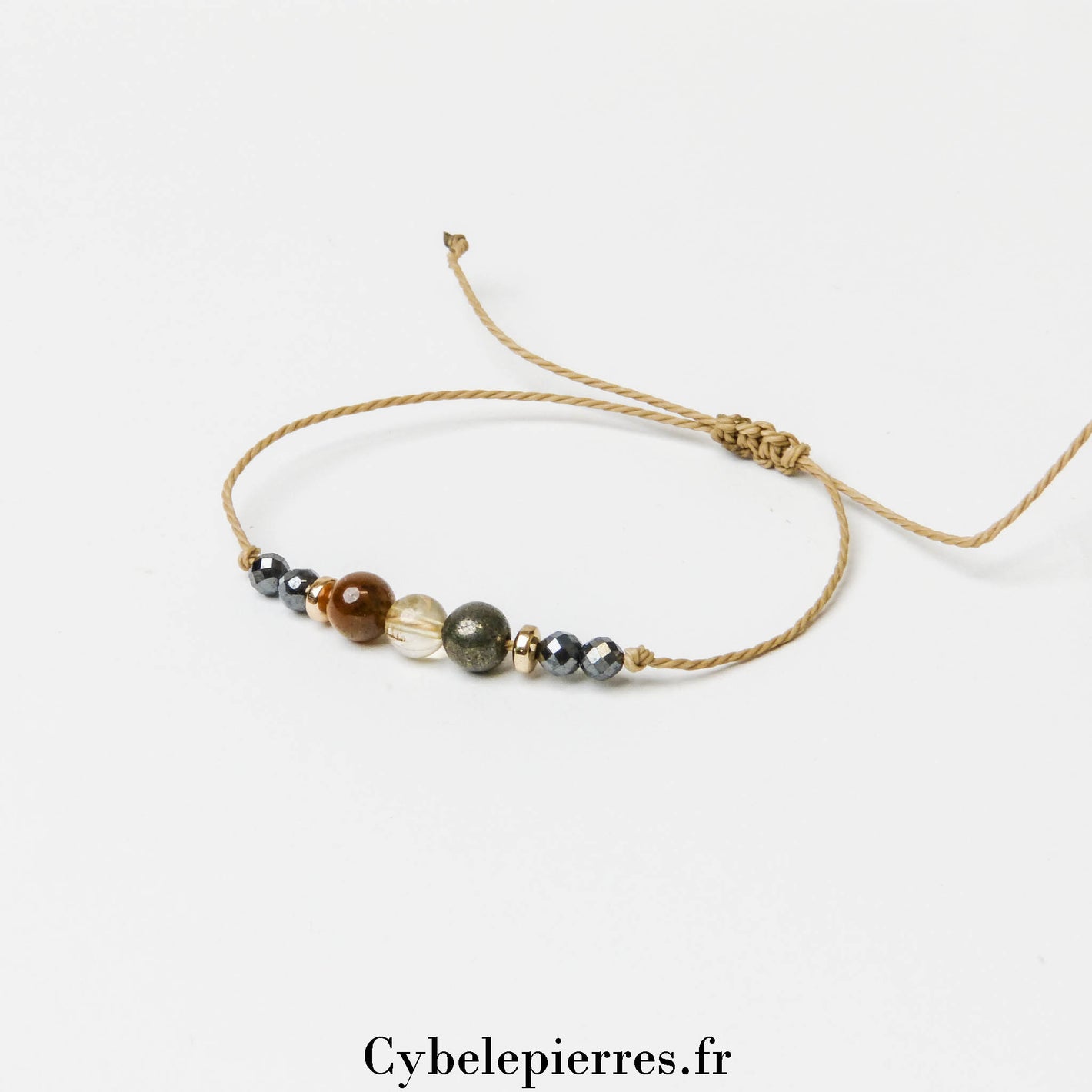 Bracelet Porte-Bonheur – Œil de Tigre, Citrine et Pyrite (6mm) | Protection et Abondance