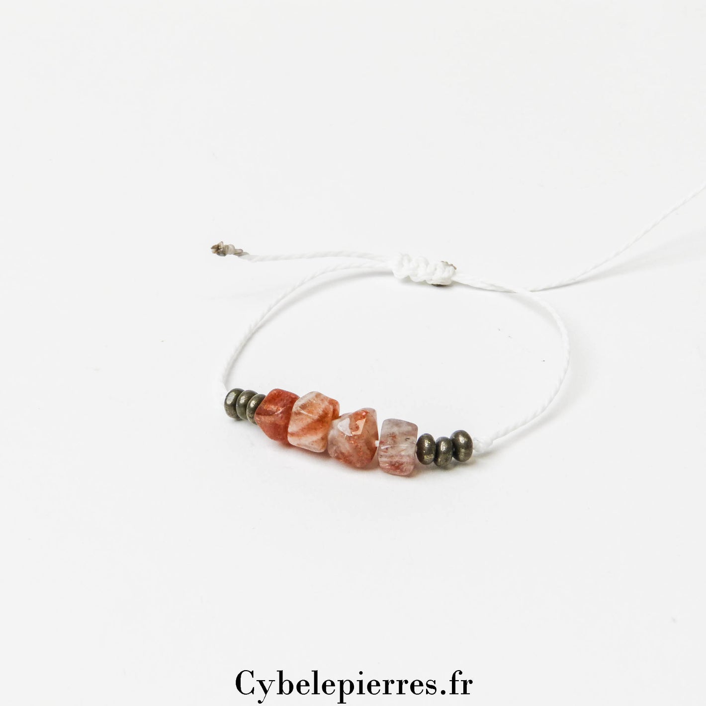 Bracelet Porte-Bonheur – Pierre de Soleil et Pyrite (Réglable) | Énergie et Confiance