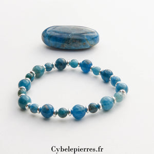 Bracelet Apatite bleue (6 et 8mm) - 18cm