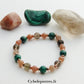 Bracelet Malachite, Quartz Fumé (8mm) et Pierre de Soleil (6mm) – 18cm | Protection et Vitalité