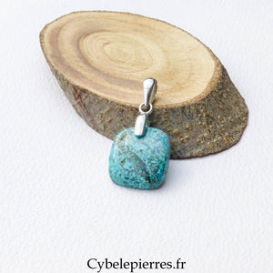 Pendentif Carré en Chrysocolle – Apaisement et Créativité
