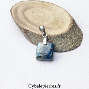 Pendentif Carré Chrysocolle – Apaisement et Créativité (Argent 0.925)