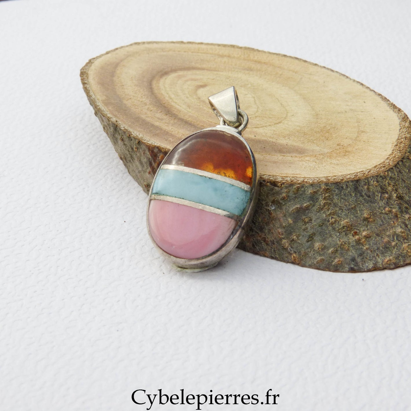 Triple Pendentif Larimar Argent 925 (30mm)