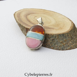 Triple Pendentif Larimar Argent 925 (30mm)