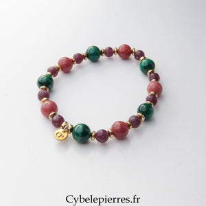 Bracelet Changement - Malachite,  Lépidolite et Thulite (6 et 8mm) - 18cm
