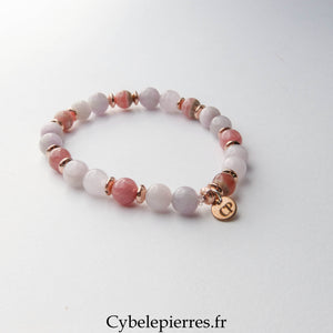 Bracelet Hathor - Kunzite extra et Rhodochrosite (4 et 6mm) - 17cm | Apaisement et Estime de Soi