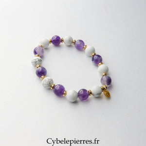 Bracelet Améthyste et Howlite (8mm) | Sérénité et Maîtrise de Soi