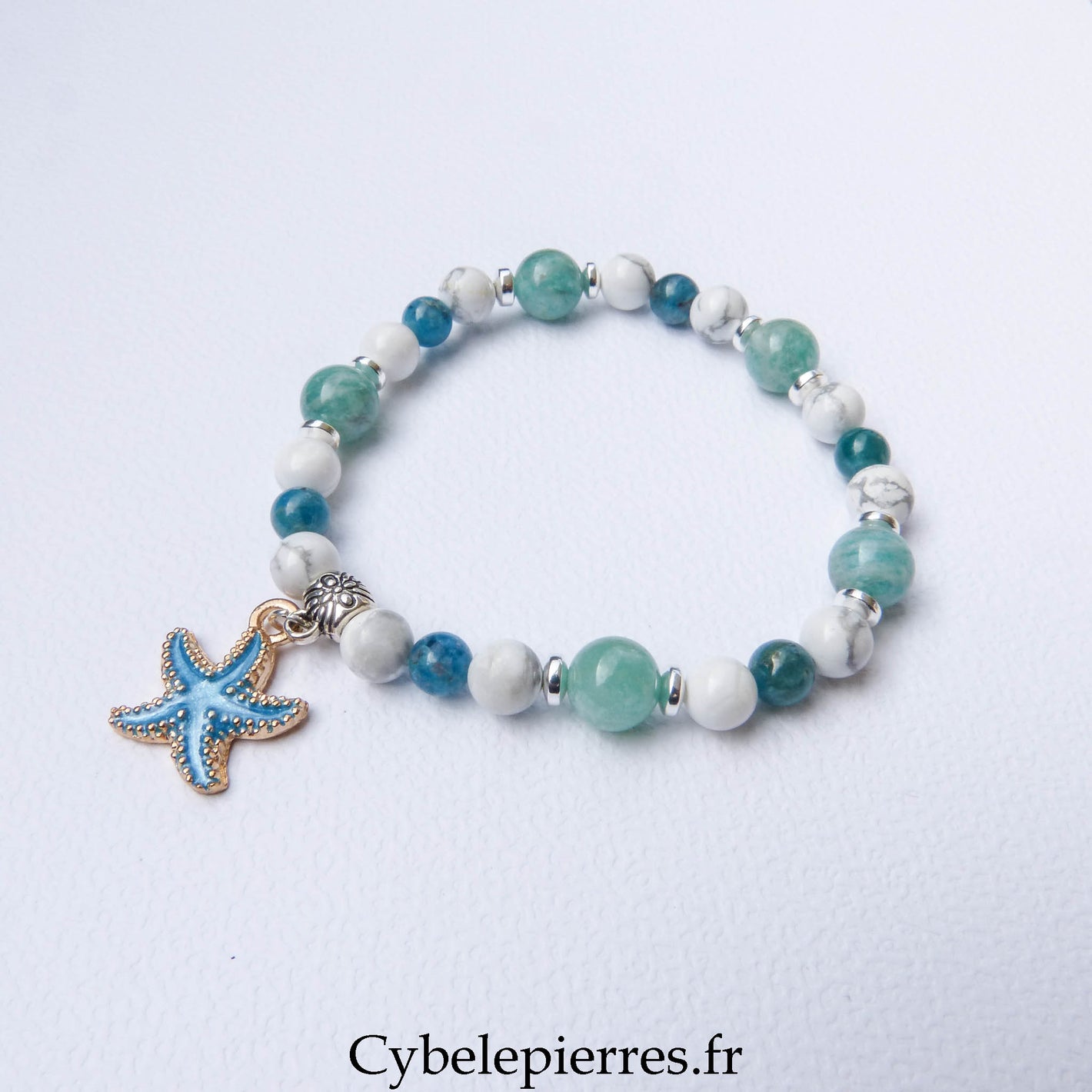 Bracelet Amazonite, Howlite et Apatite Bleue (6 et 8 mm) – 18 cm | Collection Summer