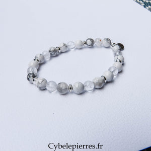 Bracelet Cristal de Roche & Howlite (6 mm) – 17 cm | Clarté & Sérénité