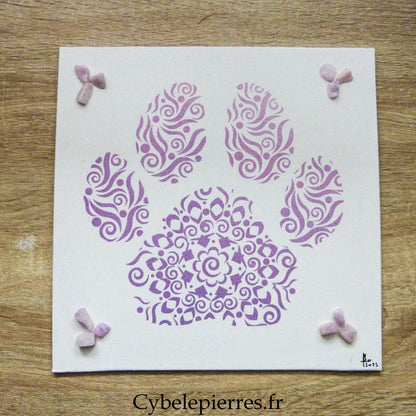 Tableau Empreinte Fleurie – Infusible Ink & Kunzite sur Toile Coton (25×25 cm)
