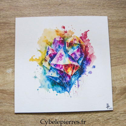 Tableau Cristaux – Impression transférée sur Toile Coton (25×25 cm)