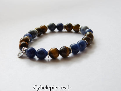 Bracelet Sodalite & Œil de Tigre (8 mm) - 18 cm | Confiance et Clarté
