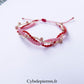 Bracelet “Trio Estival – Coeur Vibrant” – micro macramé & rhodochrosite