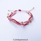 Bracelet “Trio Estival – Coeur Vibrant” – micro macramé & rhodochrosite
