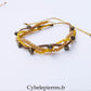 Bracelet “Trio Estival – Éclat Terre” – micro macramé & pyrite facettée