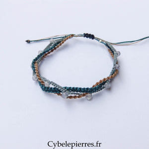 Bracelet “Trio Estival – Reflet Boréal” – micro macramé & labradorite