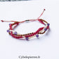 Bracelet “Trio Estival – Éclat Framboise” – micro macramé & améthyste